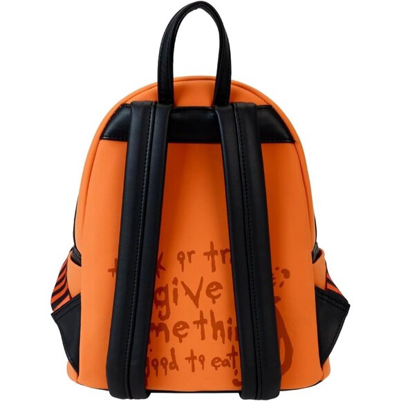 Loungefly Mini Backpack: SAM TRICK R TREAT Halloween Pumpkin Flaming Head GLOW
